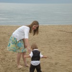 This is when Anna started encouraging Ryland to take a swim.