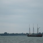 We saw a boat